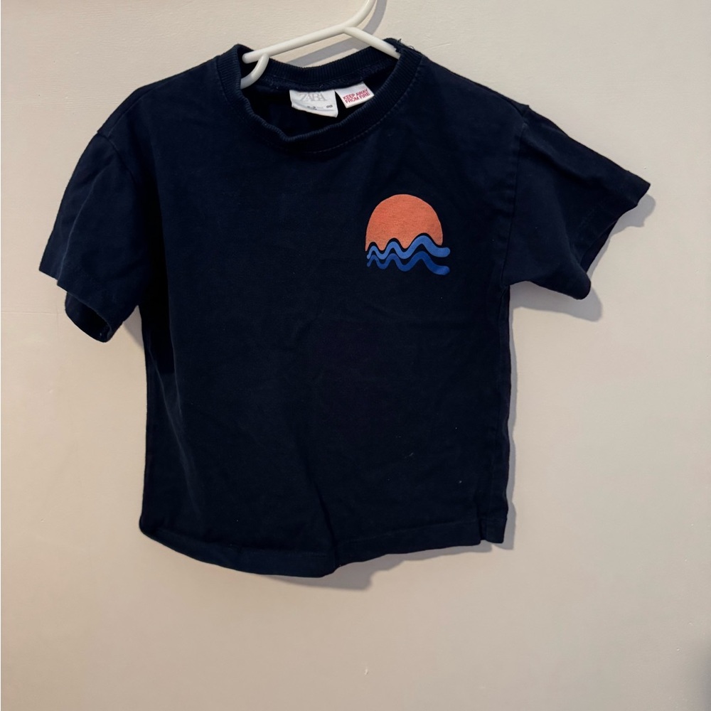 Navy Kids T-Shirt with Sunset Design